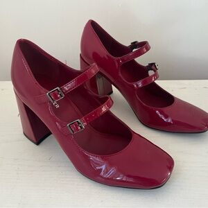 Marc Fisher Red Double Strap Heels
